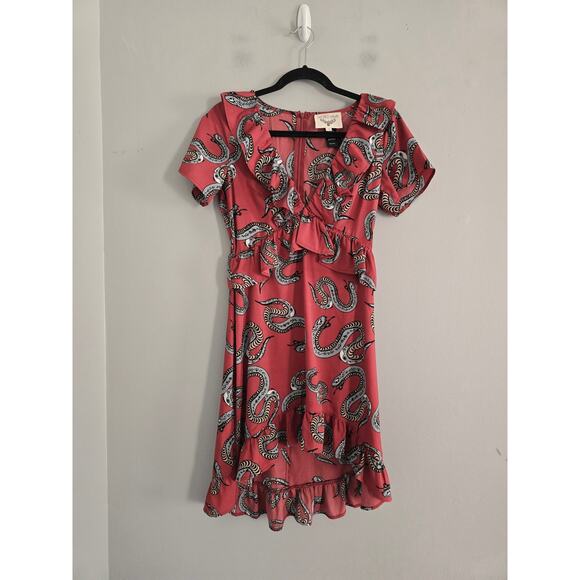 Scared Hawk Red Snake Tea Dress Size S - Picture 5 of 5